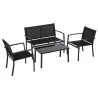 Conjunto de Muebles de Jardín 4 Piezas Muebles Jardín Exterior con 2 Sillones 1 Sofá de 2 Plazas y Mesa de Centr... - Ogal.Es
