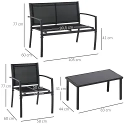 Conjunto de Muebles de Jardín 4 Piezas Muebles Jardín Exterior con 2 Sillones 1 Sofá de 2 Plazas y Mesa de Centr... - Ogal.Es