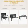 Conjunto de Muebles de Jardín 4 Piezas Muebles Jardín Exterior con 2 Sillones 1 Sofá de 2 Plazas y Mesa de Centr... - Ogal.Es