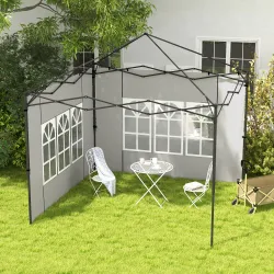 Paredes Laterales para Carpa 3x3 m y 3x6 m Juego de 2 Paredes para Cenador con Ventanas 293x193 cm Blanco - Ogal.Es