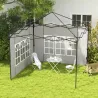 Paredes Laterales para Carpa 3x3 m y 3x6 m Juego de 2 Paredes para Cenador con Ventanas 293x193 cm Blanco - Ogal.Es