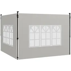 Paredes Laterales para Carpa 3x3 m y 3x6 m Juego de 2 Paredes para Cenador con Ventanas 293x193 cm Blanco - Ogal.Es