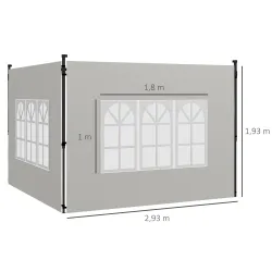 Paredes Laterales para Carpa 3x3 m y 3x6 m Juego de 2 Paredes para Cenador con Ventanas 293x193 cm Blanco - Ogal.Es