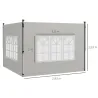 Paredes Laterales para Carpa 3x3 m y 3x6 m Juego de 2 Paredes para Cenador con Ventanas 293x193 cm Blanco - Ogal.Es