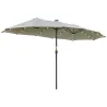 Sombrilla Doble 450x265x240 cm con 48 Luces LED Manivela Protección Solar para Terraza Balcón Piscina Gris Claro - Ogal.Es