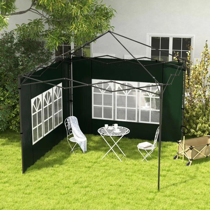 Paredes Laterales para Carpa 3x3 m y 3x6 m Juego de 2 Paredes para Cenador con Ventanas 293x193 cm Verde Oscuro - Ogal.Es