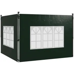 Paredes Laterales para Carpa 3x3 m y 3x6 m Juego de 2 Paredes para Cenador con Ventanas 293x193 cm Verde Oscuro - Ogal.Es