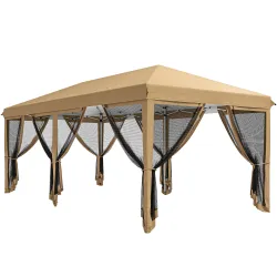 Carpa Plegable 6x3 m Cenador de Jardín con 6 Mosquiteras Bolsa de Transporte y Marco de Acero para Camping Fiest... - Ogal.Es