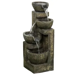 Fuente de Agua en Cascada de 4 Niveles 5W con Bomba de Agua y Salida de Agua Ajustable 25x24x60 cm Multicolor - Ogal.Es