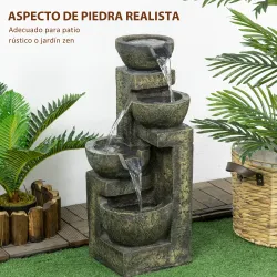Fuente de Agua en Cascada de 4 Niveles 5W con Bomba de Agua y Salida de Agua Ajustable 25x24x60 cm Multicolor - Ogal.Es