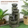 Fuente de Agua en Cascada de 4 Niveles 5W con Bomba de Agua y Salida de Agua Ajustable 25x24x60 cm Multicolor - Ogal.Es