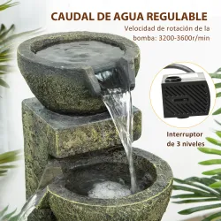 Fuente de Agua en Cascada de 4 Niveles 5W con Bomba de Agua y Salida de Agua Ajustable 25x24x60 cm Multicolor - Ogal.Es