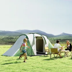 Tienda de Campaña para de 4 Personas con 2 Dormitorios Tienda de Camping Impermeable 3000 mm 555x225x190 cm Gris... - Ogal.Es