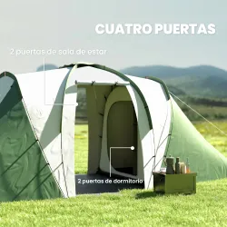 Tienda de Campaña para de 4 Personas con 2 Dormitorios Tienda de Camping Impermeable 3000 mm 555x225x190 cm Gris... - Ogal.Es