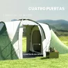 Tienda de Campaña para de 4 Personas con 2 Dormitorios Tienda de Camping Impermeable 3000 mm 555x225x190 cm Gris... - Ogal.Es