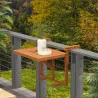 Mesa Colgante para Balcón Plegable de Madera con Altura Ajustable en 4 Niveles Carga 20 kg 68x65x40,5-55 cm Natural - Ogal.Es