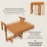 Mesa Colgante para Balcón Plegable de Madera con Altura Ajustable en 4 Niveles Carga 20 kg 68x65x40,5-55 cm Natural - Ogal.Es