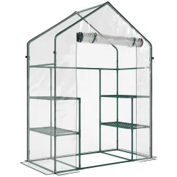 Invernadero de Jardín con 4 Estantes 1 Puerta con Cremallera para Cultivo de Plantas Flores 142x73x195 cm Verde - Ogal.Es