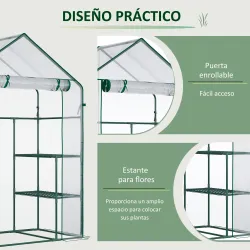 Invernadero de Jardín con 4 Estantes 1 Puerta con Cremallera para Cultivo de Plantas Flores 142x73x195 cm Verde - Ogal.Es