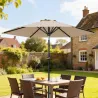 Sombrilla de Jardín Ø230x216 cm Parasol Basculante con Apertura Manual Impermeable para Patio Piscina Caqui - Ogal.Es