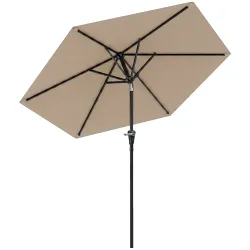 Sombrilla de Jardín Ø230x216 cm Parasol Basculante con Apertura Manual Impermeable para Patio Piscina Caqui - Ogal.Es