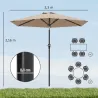 Sombrilla de Jardín Ø230x216 cm Parasol Basculante con Apertura Manual Impermeable para Patio Piscina Caqui - Ogal.Es