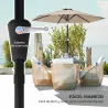 Sombrilla de Jardín Ø230x216 cm Parasol Basculante con Apertura Manual Impermeable para Patio Piscina Caqui - Ogal.Es
