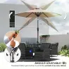 Sombrilla de Jardín Ø230x216 cm Parasol Basculante con Apertura Manual Impermeable para Patio Piscina Caqui - Ogal.Es