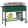 Huerto Urbano Elevado 109x44x80 cm con 2 Ruedas Estante y Asa para Cultivo Plantas Flores Verduras Verde - Ogal.Es