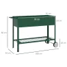 Huerto Urbano Elevado 109x44x80 cm con 2 Ruedas Estante y Asa para Cultivo Plantas Flores Verduras Verde - Ogal.Es