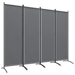 Biombo de 4 Paneles Separador de Ambientes Plegable 221x172 cm Biombo Interior para Oficina Dormitorio Gris Oscuro - Ogal.Es