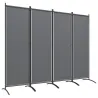 Biombo de 4 Paneles Separador de Ambientes Plegable 221x172 cm Biombo Interior para Oficina Dormitorio Gris Oscuro - Ogal.Es