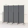 Biombo de 4 Paneles Separador de Ambientes Plegable 221x172 cm Biombo Interior para Oficina Dormitorio Gris Oscuro - Ogal.Es