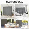 Biombo de 4 Paneles Separador de Ambientes Plegable 221x172 cm Biombo Interior para Oficina Dormitorio Gris Oscuro - Ogal.Es