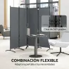 Biombo de 4 Paneles Separador de Ambientes Plegable 221x172 cm Biombo Interior para Oficina Dormitorio Gris Oscuro - Ogal.Es