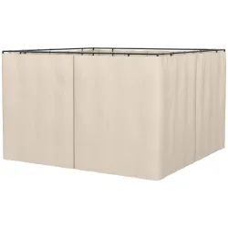 4 Paredes Laterales para Cenador 302x205 cm con 40 Ganchos y Anillos en C para Pérgola Gazebo Beige - Ogal.Es