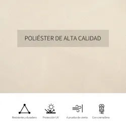 4 Paredes Laterales para Cenador 302x205 cm con 40 Ganchos y Anillos en C para Pérgola Gazebo Beige - Ogal.Es