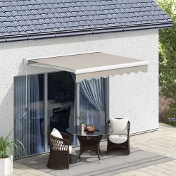 Toldo Retráctil Eléctrico Manual 250x200 cm Toldo Portátil con Mando a Distancia Manivela Manual Marco de Alumin... - Ogal.Es