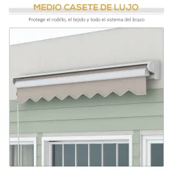 Toldo Retráctil Eléctrico Manual 250x200 cm Toldo Portátil con Mando a Distancia Manivela Manual Marco de Alumin... - Ogal.Es