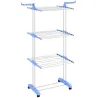 Tendedero Vertical Plegable con Ruedas Tendedero de Ropa de 3 Niveles con Alas Plegables 125x64x172 cm Azul y Bl... - Ogal.Es