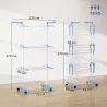 Tendedero Vertical Plegable con Ruedas Tendedero de Ropa de 3 Niveles con Alas Plegables 125x64x172 cm Azul y Bl... - Ogal.Es