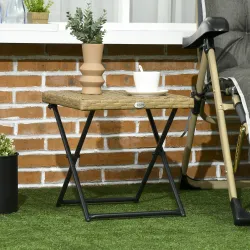 Mesa de Terraza Exterior de Ratán PE Plegable con Patas Cruzadas y Marco de Acero para Patio Balcón 40x40x40 cm ... - Ogal.Es