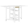Mesa de Cocina Plegable con Alas Abatibles 2 Ruedas y Estantes Estilo Moderno 120x60x75 cm Blanco - Ogal.Es