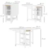 Mesa de Cocina Plegable con Alas Abatibles 2 Ruedas y Estantes Estilo Moderno 120x60x75 cm Blanco - Ogal.Es