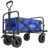 Carro de Jardín Plegable con Longitud y Ángulo del Mango Ajustables y Bolsa de Transporte Carga 100 kg Azul Oscuro - Ogal.Es