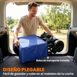 Carro de Jardín Plegable con Longitud y Ángulo del Mango Ajustables y Bolsa de Transporte Carga 100 kg Azul Oscuro - Ogal.Es