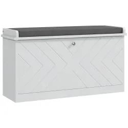 Mueble Zapatero con Banco con Estantes Ajustables y Cojín Acolchado para 8 Pares de Zapatos 80x26x48 cm Blanco - Ogal.Es