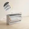 Mueble Zapatero con Banco con Estantes Ajustables y Cojín Acolchado para 8 Pares de Zapatos 80x26x48 cm Blanco - Ogal.Es