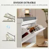 Mueble Zapatero con Banco con Estantes Ajustables y Cojín Acolchado para 8 Pares de Zapatos 80x26x48 cm Blanco - Ogal.Es