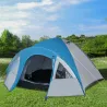 Tienda de Campaña para 3 Personas con Ventanas 2 Bolsillos y Bolsa de Transporte 250x300x130 cm Gris y Azul - Ogal.Es